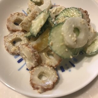 豆皿料理に！ちくわときゅうりのゴマネーズ和え